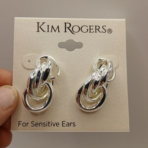 Kim Rogers Silver Tone Interlocking Earrings | Sensitive Ears